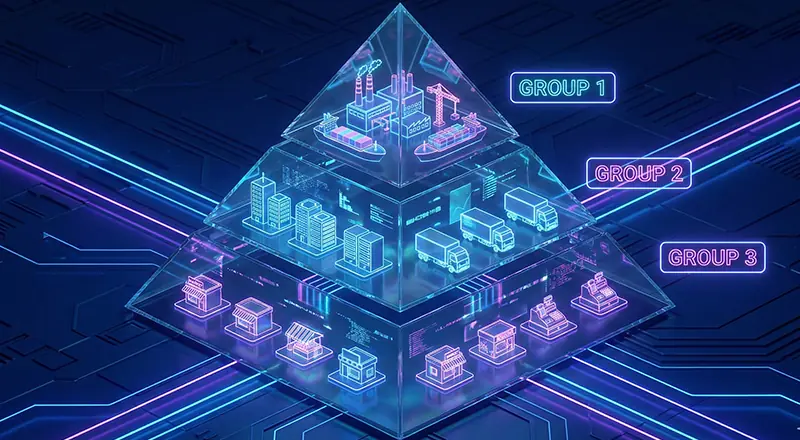 اینفوگرافیک گروه بندی مشاغل مالیاتی اول دوم و سوم بر اساس حجم فعالیت